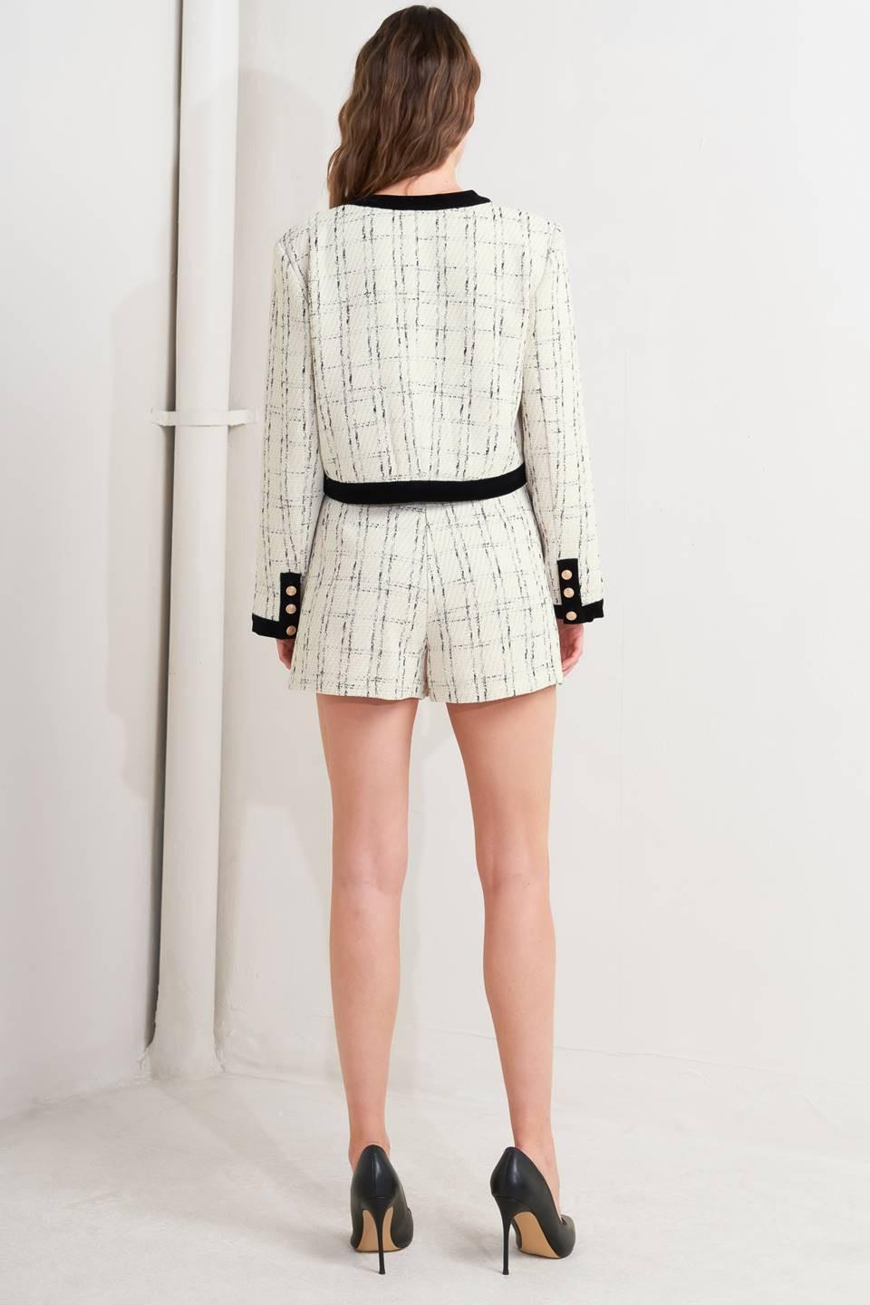 PARIS BOUND WOVEN TWEED CROP JACKET Flying Tomato