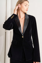 MIDNIGHT TUX WOVEN VELVET BLAZER Flying Tomato