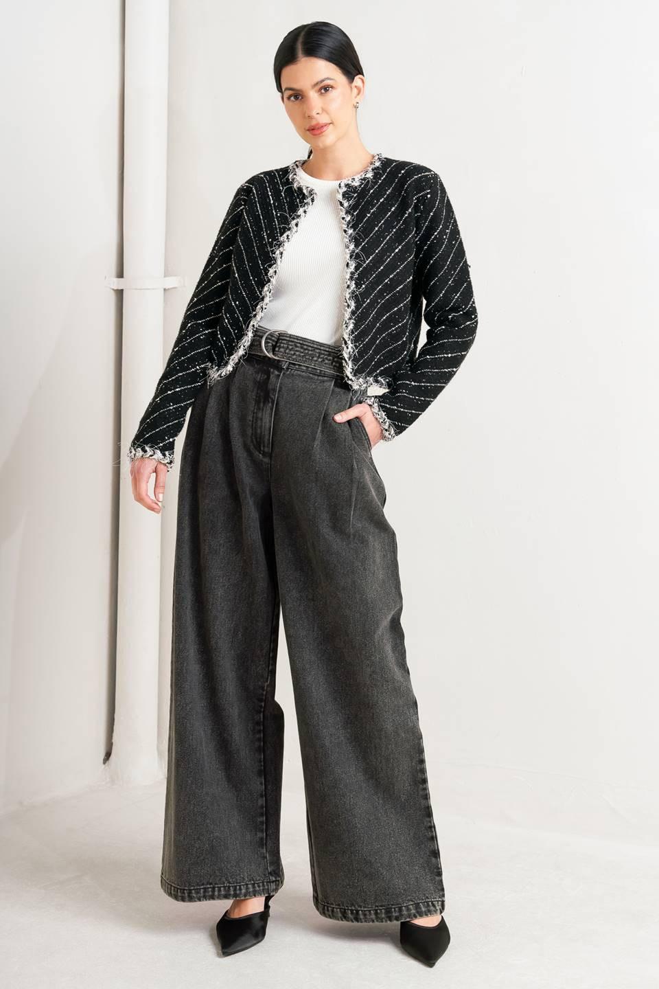 NOIR LINEAR SWEATER KNIT JACKET Flying Tomato