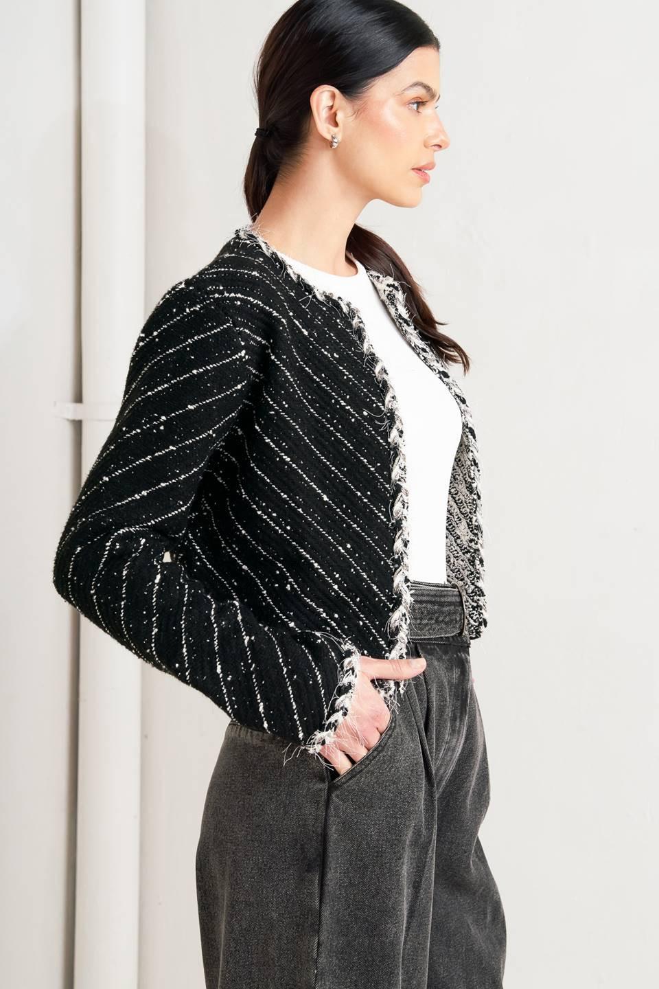 NOIR LINEAR SWEATER KNIT JACKET Flying Tomato