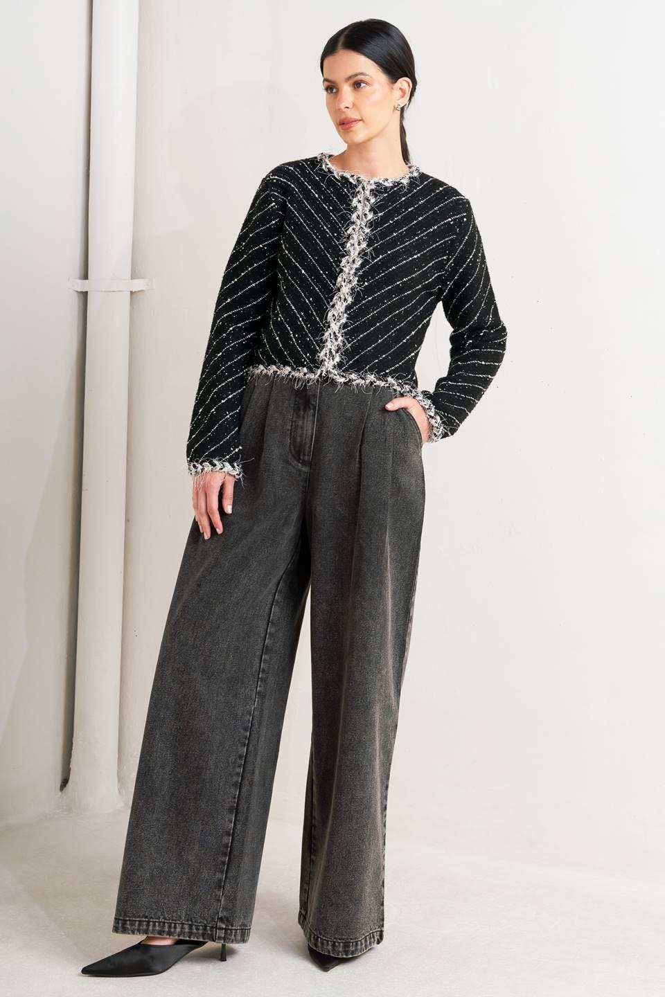 NOIR LINEAR SWEATER KNIT JACKET Flying Tomato