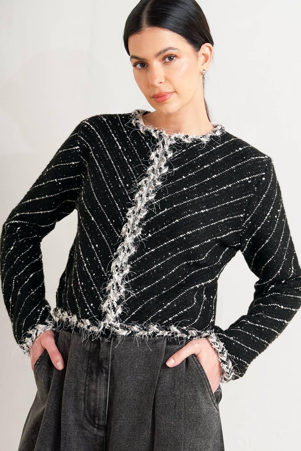 NOIR LINEAR SWEATER KNIT JACKET Flying Tomato