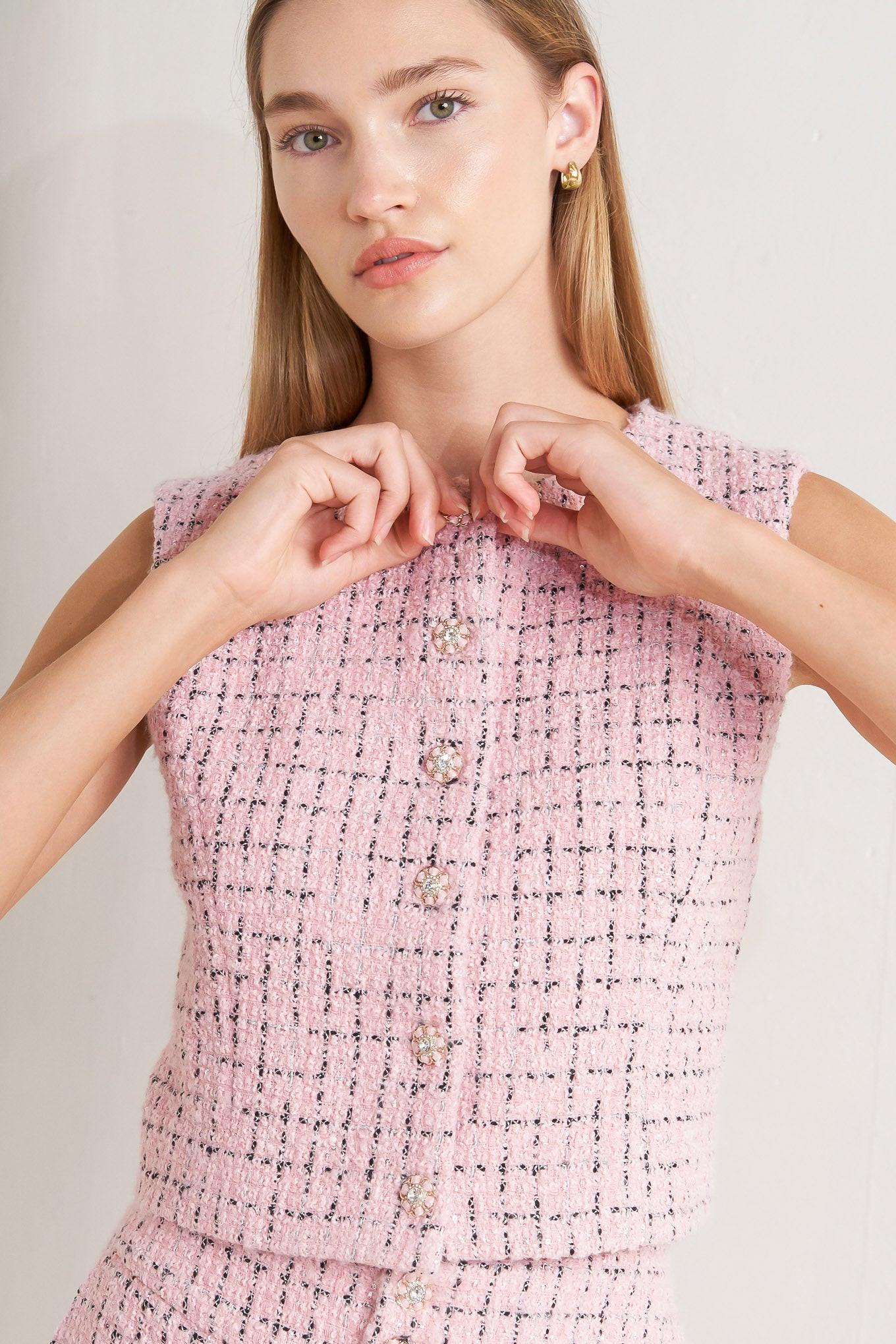 ROSÉ EDGE ENSEMBLE TWEED VEST Flying Tomato