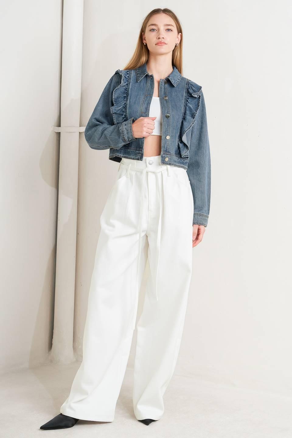 FRENCH FEMME DENIM CROP JACKET Flying Tomato
