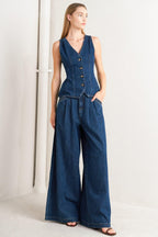 SHARP FEMININITY DENIM VEST Flying Tomato