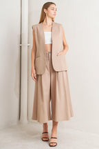 ELEGANT PLEAT WOVEN MIDI VEST Flying Tomato