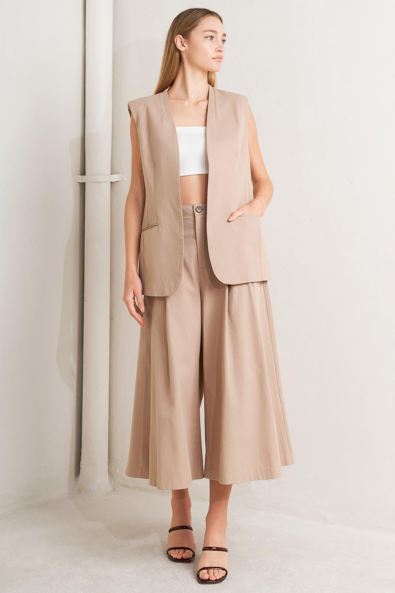 ELEGANT PLEAT WOVEN MIDI VEST Flying Tomato
