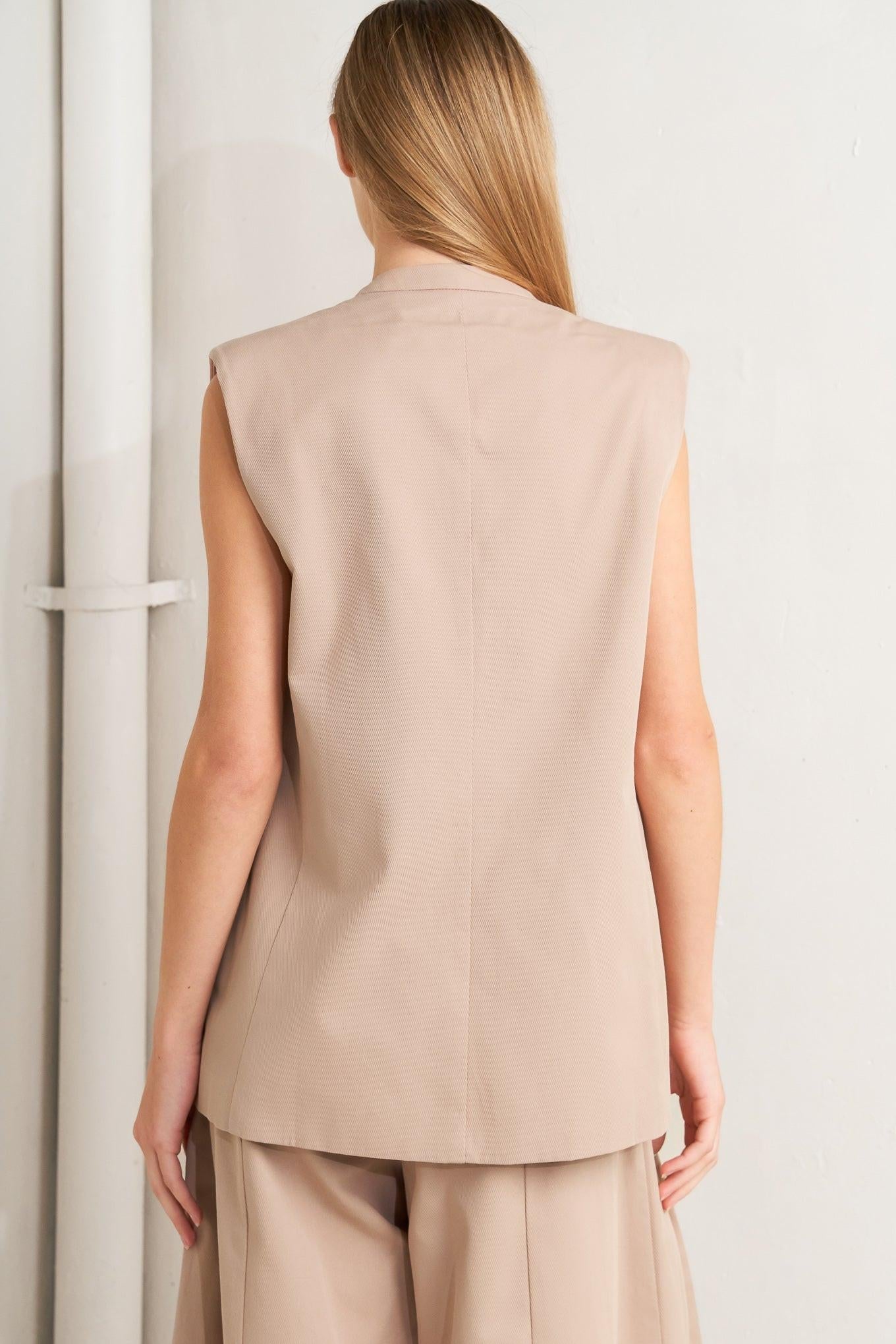 ELEGANT PLEAT WOVEN MIDI VEST Flying Tomato