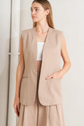 ELEGANT PLEAT WOVEN MIDI VEST Flying Tomato