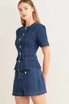 FOREVER STYLISH DENIM TOP Flying Tomato