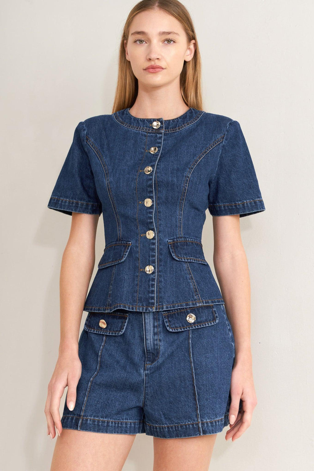 FOREVER STYLISH DENIM TOP Flying Tomato