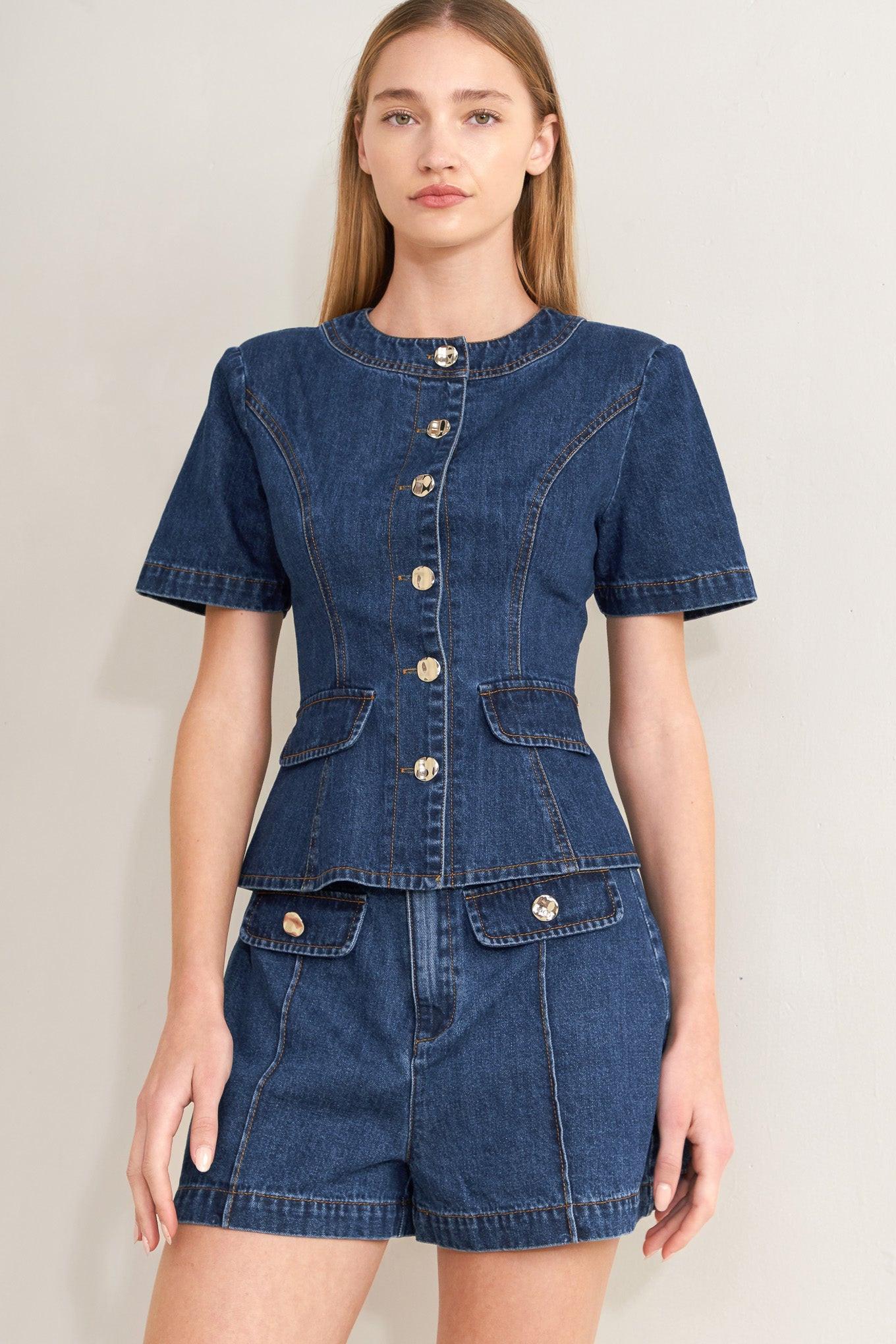 FOREVER STYLISH DENIM TOP Flying Tomato