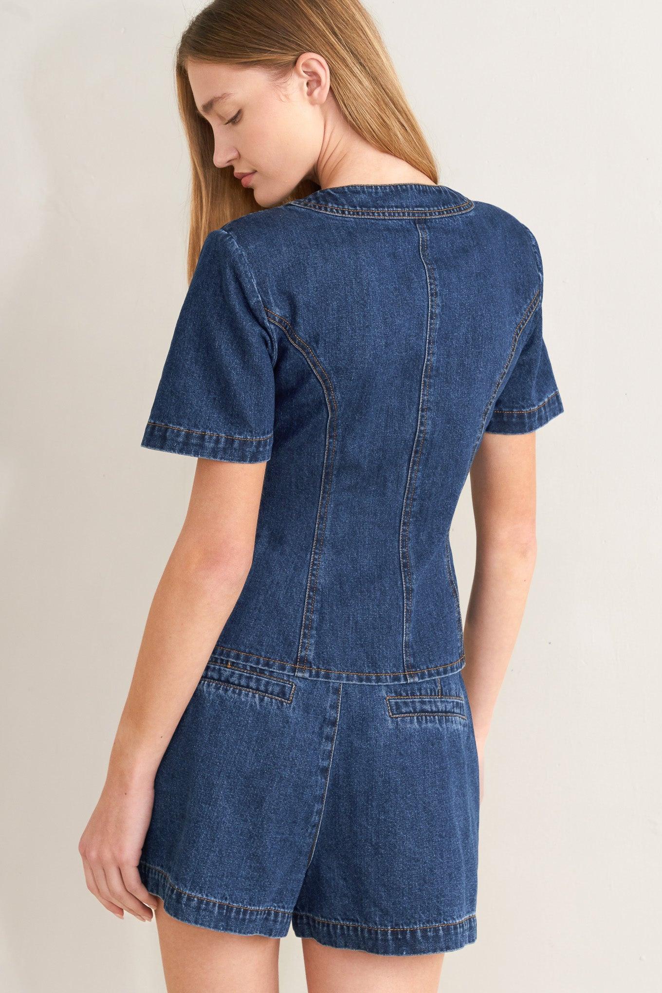 FOREVER STYLISH DENIM TOP Flying Tomato