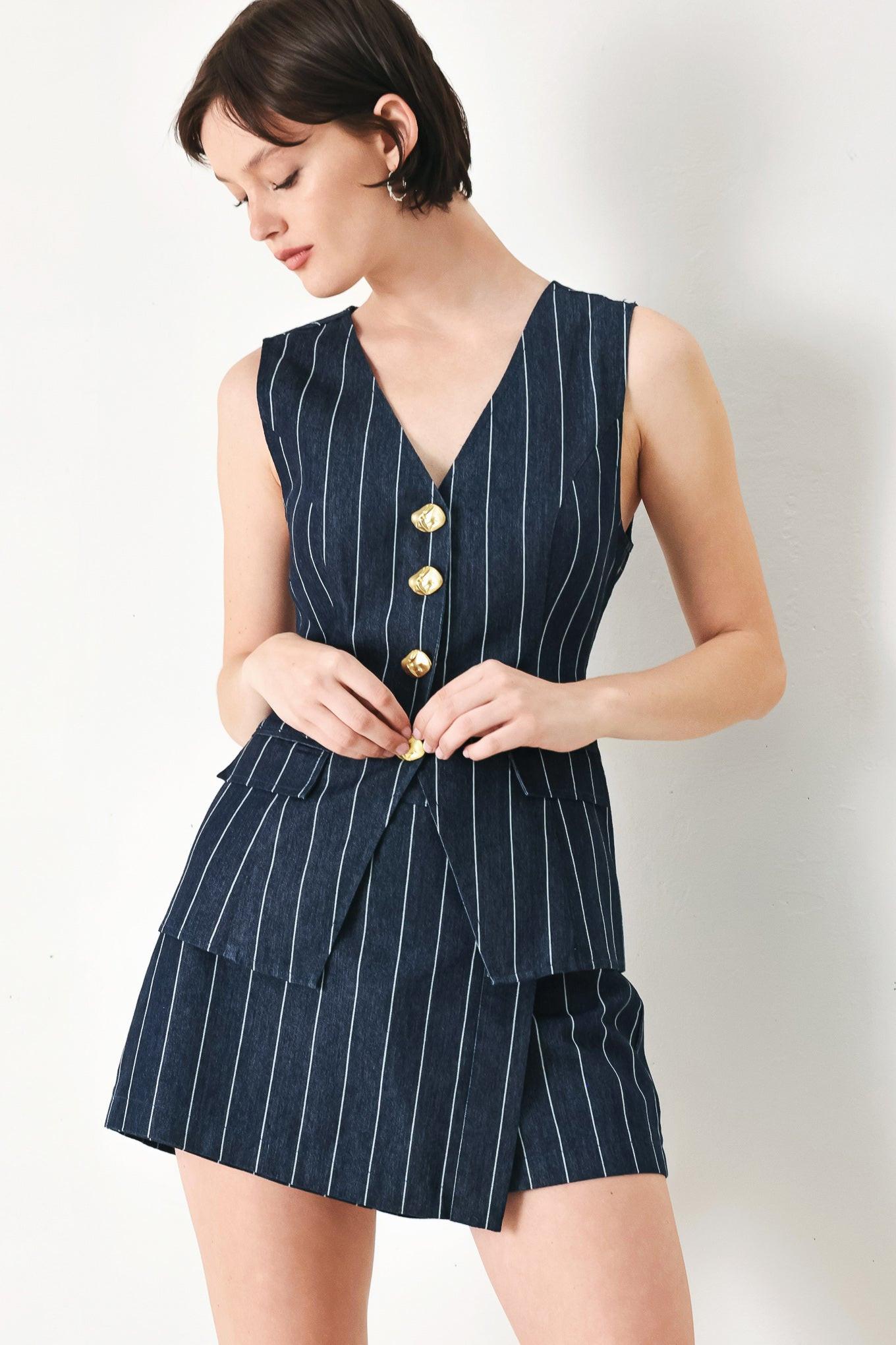BOSS BABE STRIP WOVEN VEST Flying Tomato