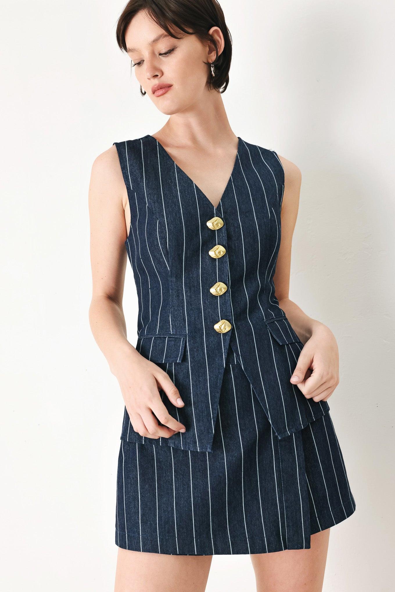 BOSS BABE STRIP WOVEN VEST Flying Tomato