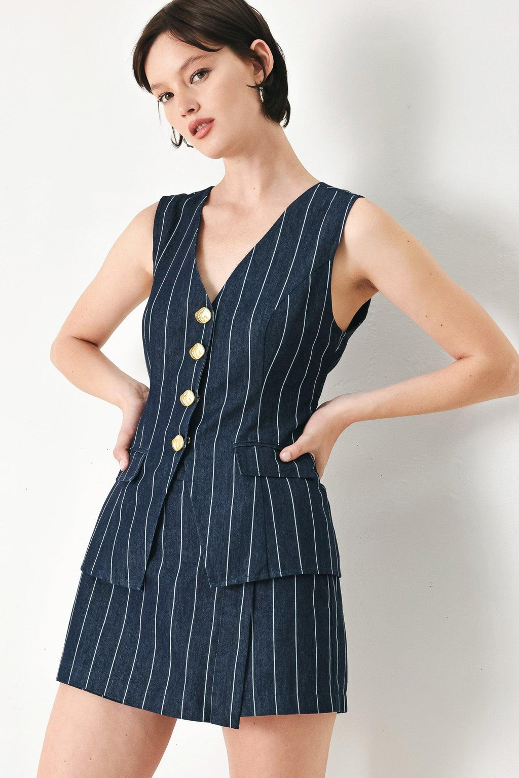 BOSS BABE STRIP WOVEN VEST Flying Tomato