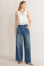 SEAFOAM SCALLOP WOVEN VEST Flying Tomato