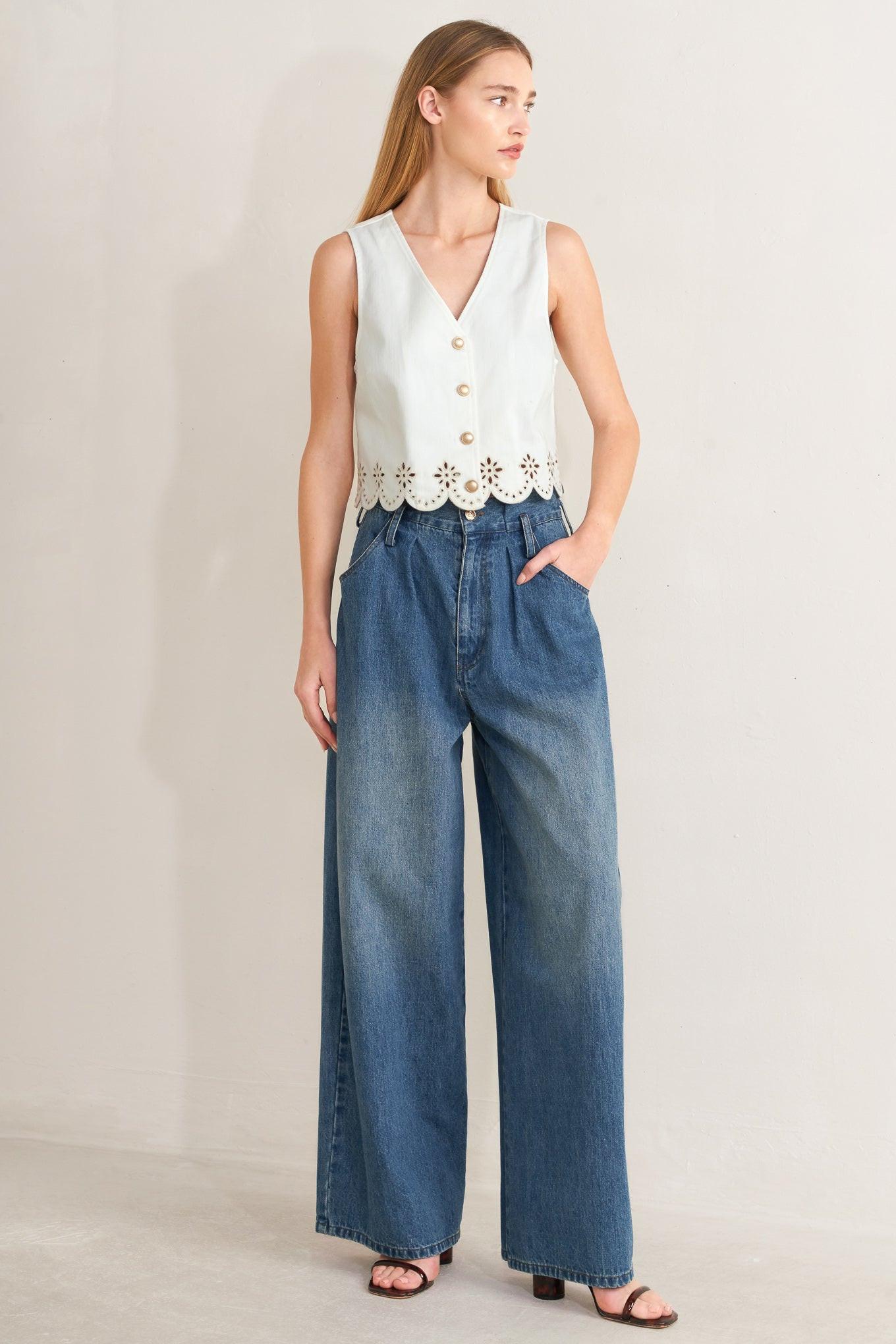 SEAFOAM SCALLOP WOVEN VEST Flying Tomato