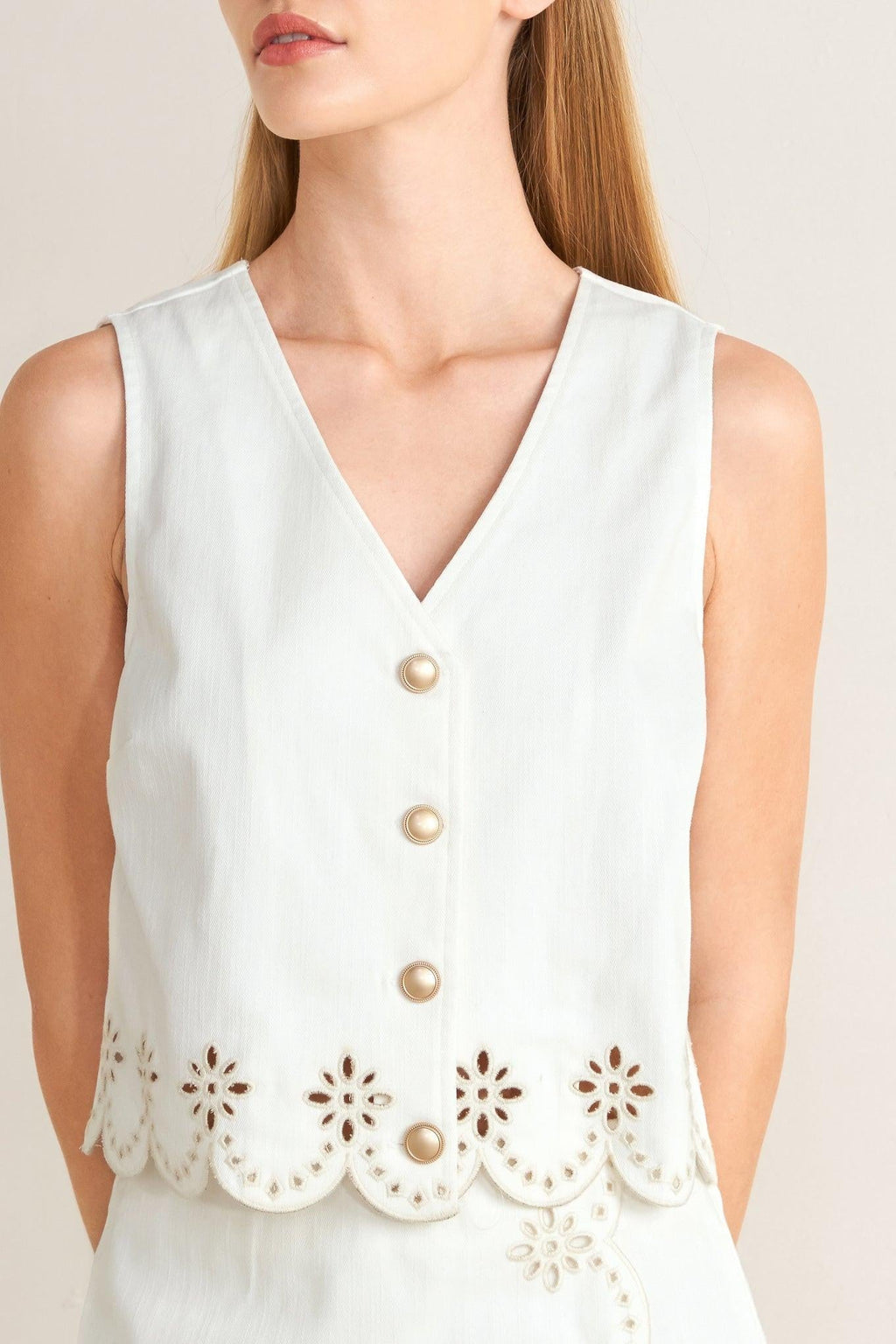 SEAFOAM SCALLOP WOVEN VEST Flying Tomato