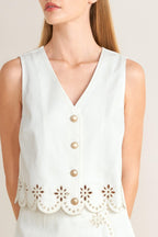 SEAFOAM SCALLOP WOVEN VEST Flying Tomato