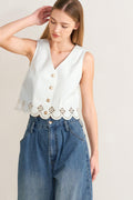 SEAFOAM SCALLOP WOVEN VEST Flying Tomato