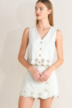 SEAFOAM SCALLOP WOVEN VEST Flying Tomato