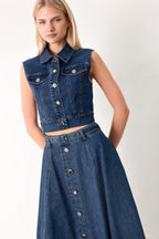 SWEET TALKER DENIM CROP VEST Flying Tomato