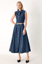 SWEET TALKER DENIM CROP VEST Flying Tomato