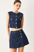 ICONIC INDIGO DENIM CROP VEST