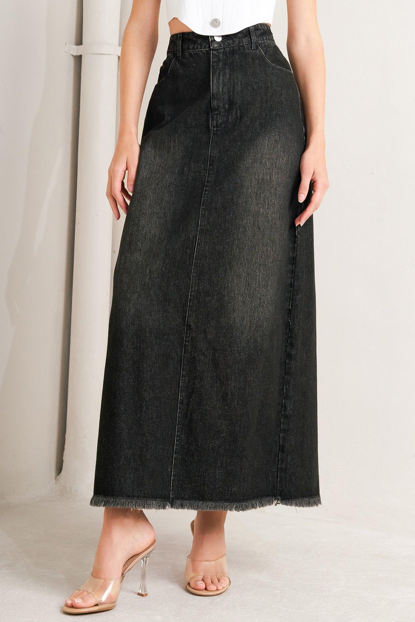TALK ABOUT BEAUTY DENIM MIDI SKIRT Flying Tomato