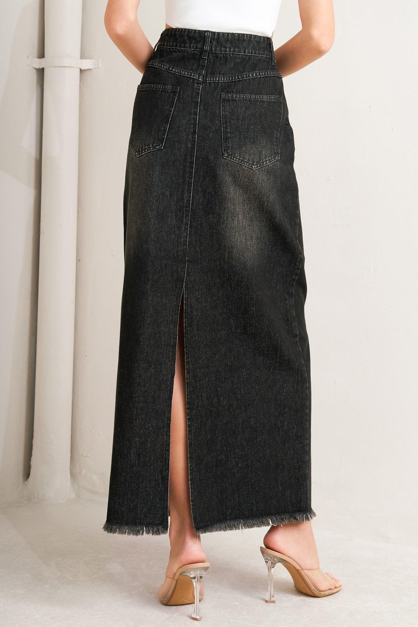 TALK ABOUT BEAUTY DENIM MIDI SKIRT Flying Tomato