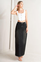 TALK ABOUT BEAUTY DENIM MIDI SKIRT Flying Tomato