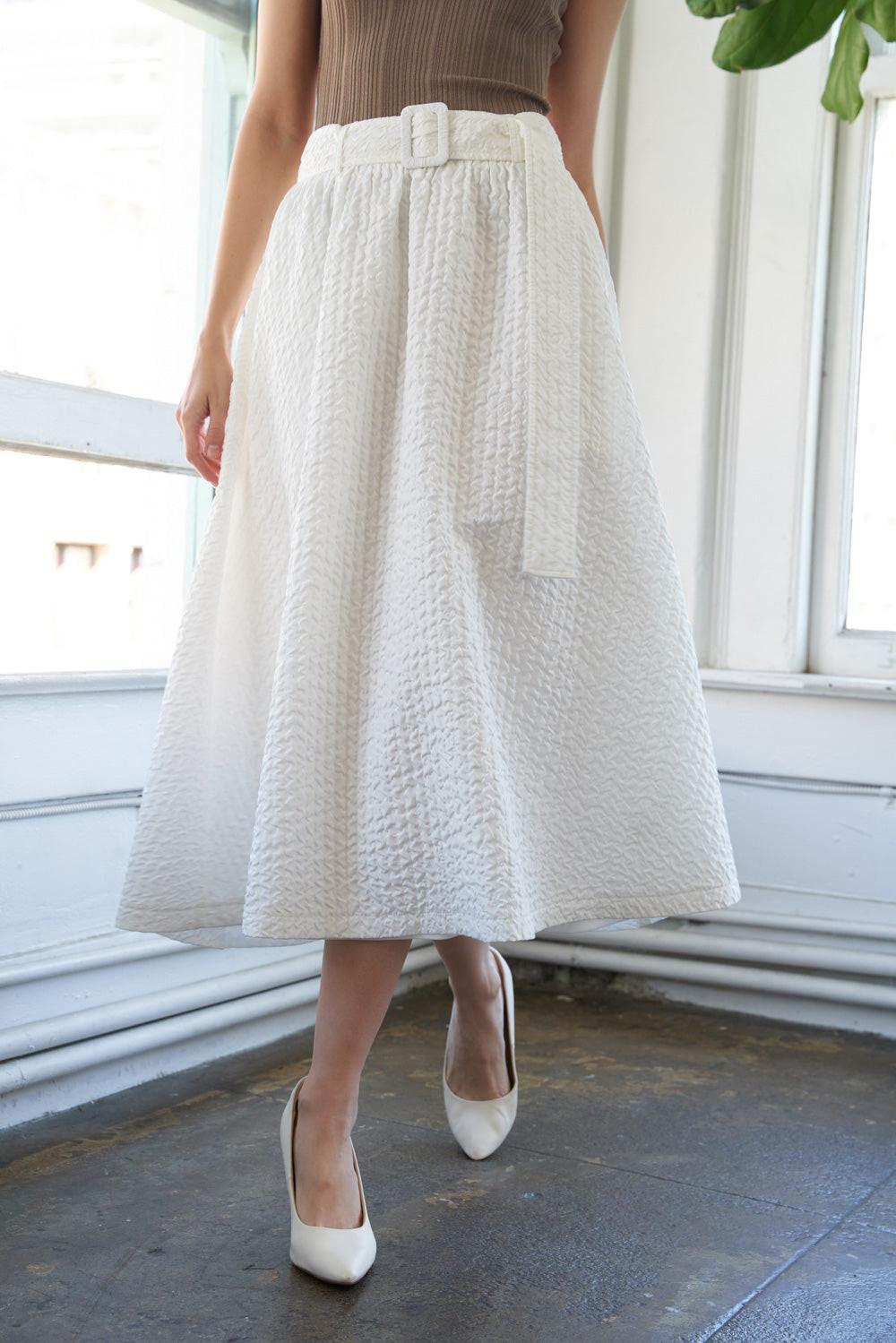 TALK TO THE SAND WOVEN MIDI SKIRT Flying Tomato