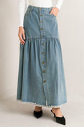 INTRICATE CHARM DENIM MIDI SKIRT Flying Tomato