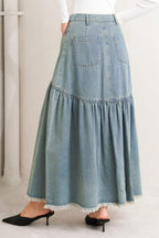 INTRICATE CHARM DENIM MIDI SKIRT Flying Tomato