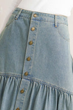 INTRICATE CHARM DENIM MIDI SKIRT Flying Tomato