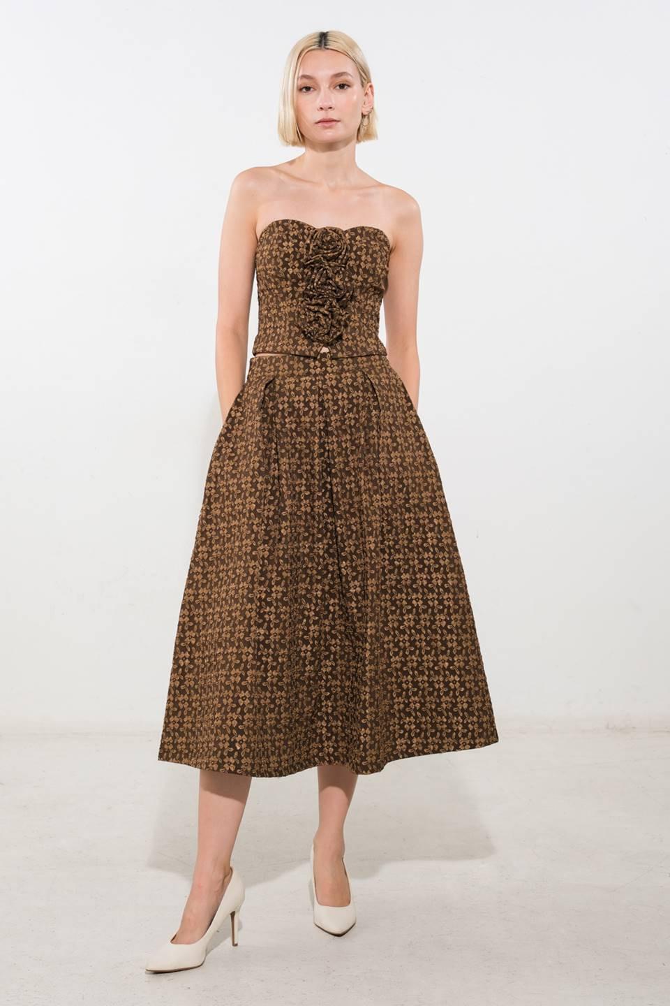 UPGRADED EVENT WOVEN MIDI SKIRT Flying Tomato