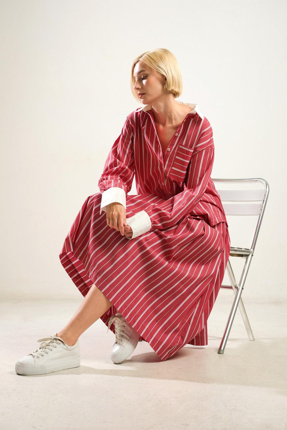 BEHIND THE GRIN WOVEN MIDI SKIRT Flying Tomato