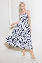 PLAIN OPTIMISM NAVY WOVEN MIDI SKIRT Flying Tomato