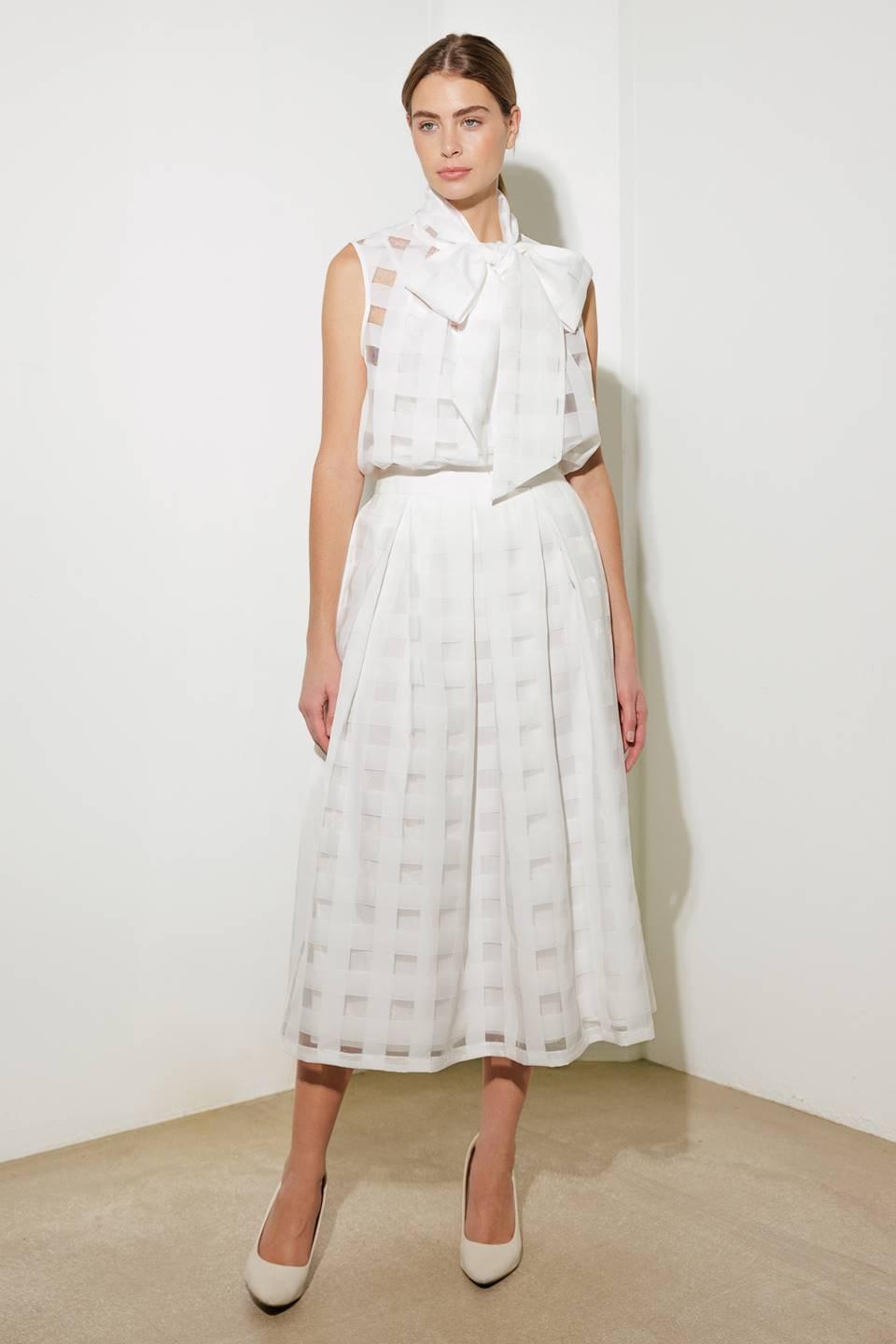LIVE FOR US WHITE ORGANZA MIDI SKIRT Flying Tomato