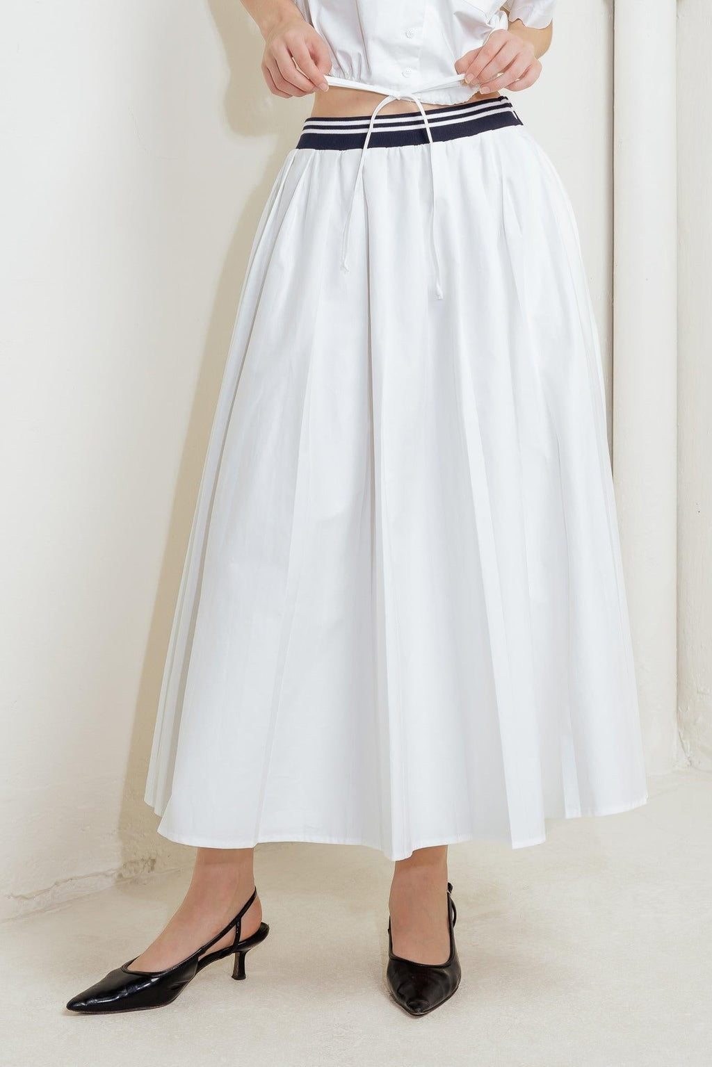 COASTAL COLLAR WOVEN MIDI SKIRT Flying Tomato