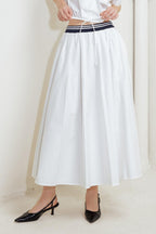 COASTAL COLLAR WOVEN MIDI SKIRT Flying Tomato