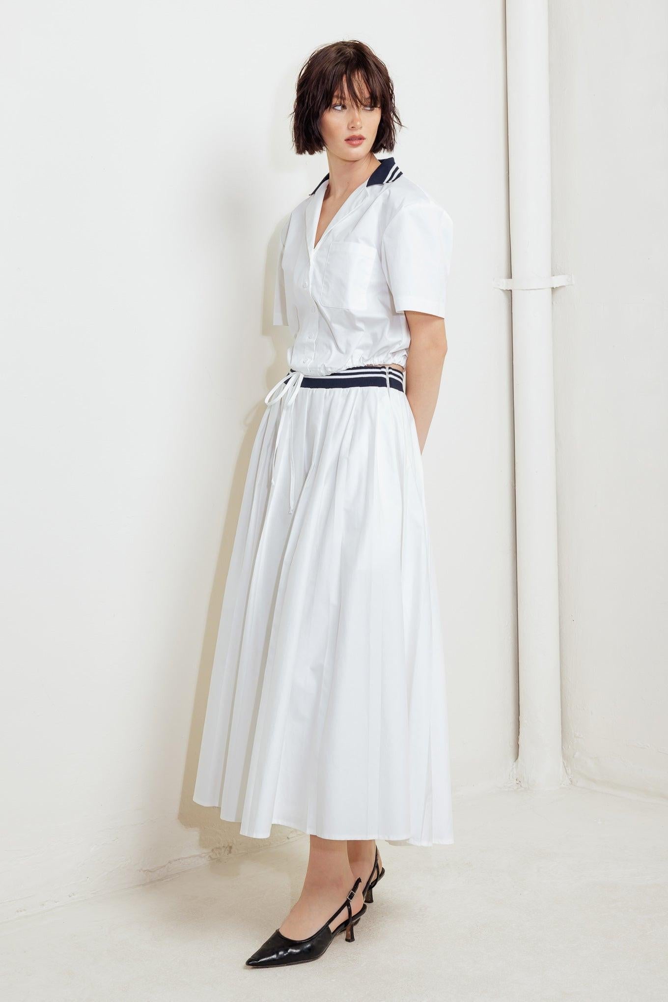 COASTAL COLLAR WOVEN MIDI SKIRT Flying Tomato