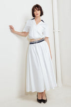 COASTAL COLLAR WOVEN MIDI SKIRT Flying Tomato
