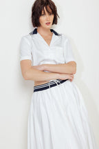 COASTAL COLLAR WOVEN MIDI SKIRT Flying Tomato