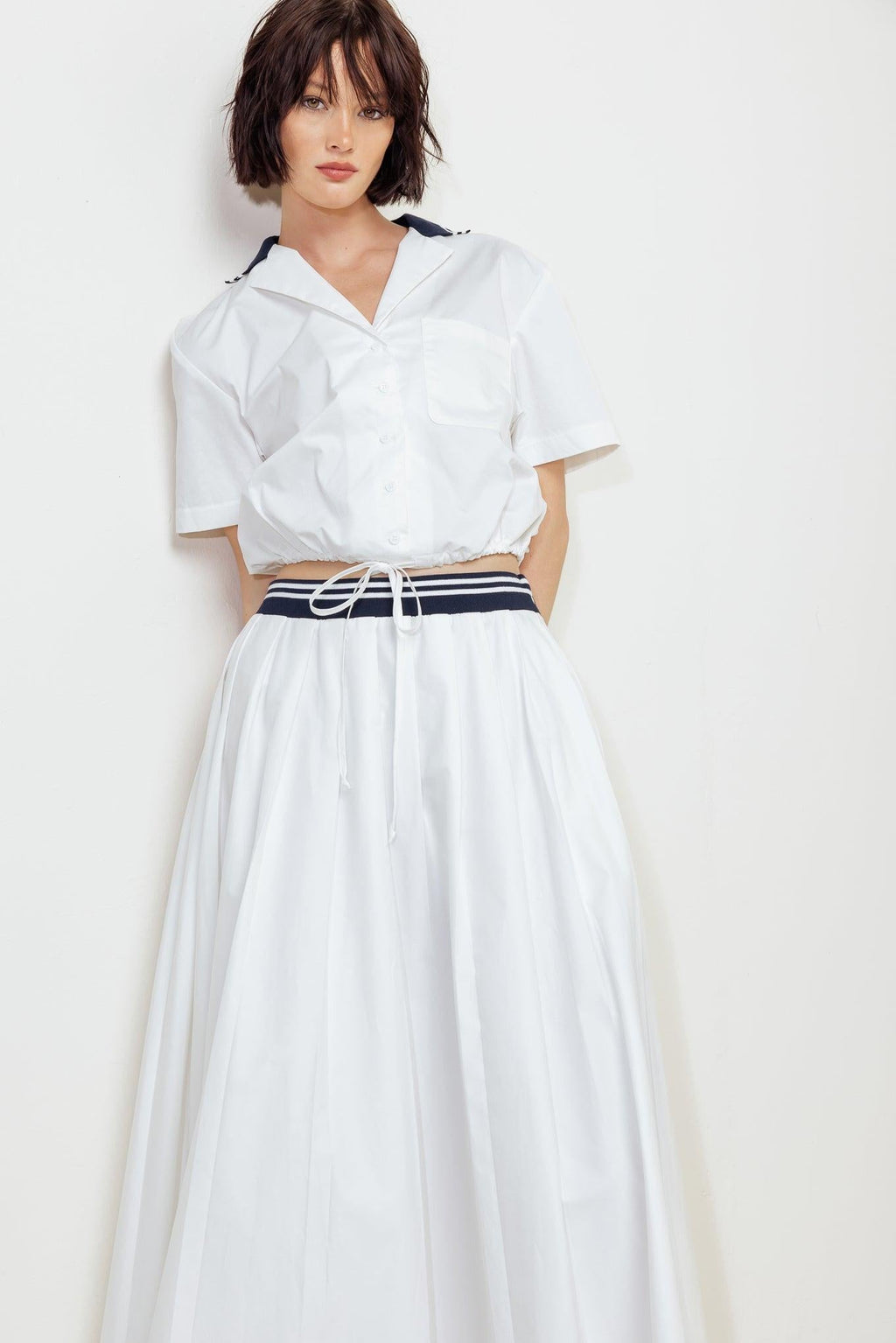 COASTAL COLLAR WOVEN MIDI SKIRT Flying Tomato