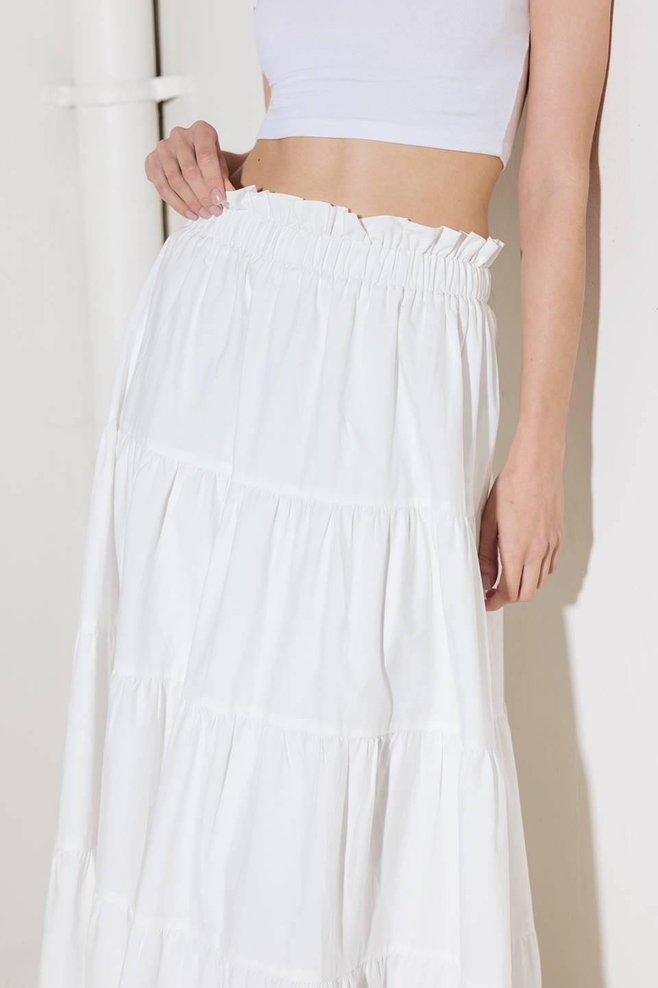 SLOW DOWN IN WHITE WOVEN MAXI SKIRT Flying Tomato