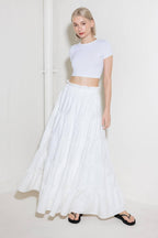 SLOW DOWN IN WHITE WOVEN MAXI SKIRT Flying Tomato