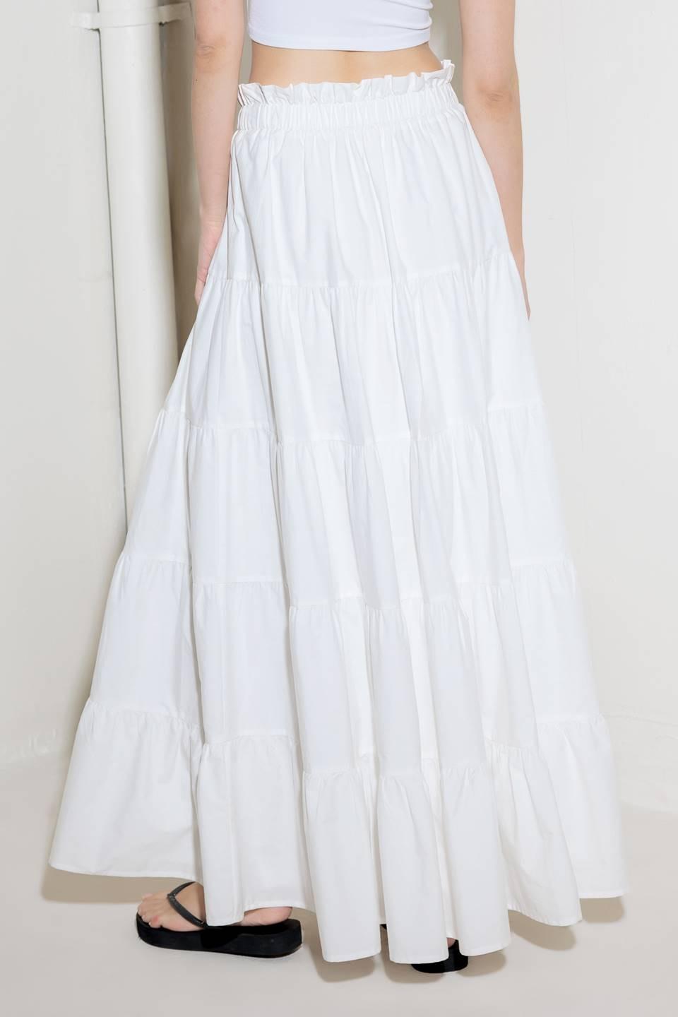 SLOW DOWN IN WHITE WOVEN MAXI SKIRT Flying Tomato