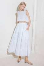 SIMPLY SPELLBOUND WHITE WOVEN FULL MIDI SKIRT Flying Tomato